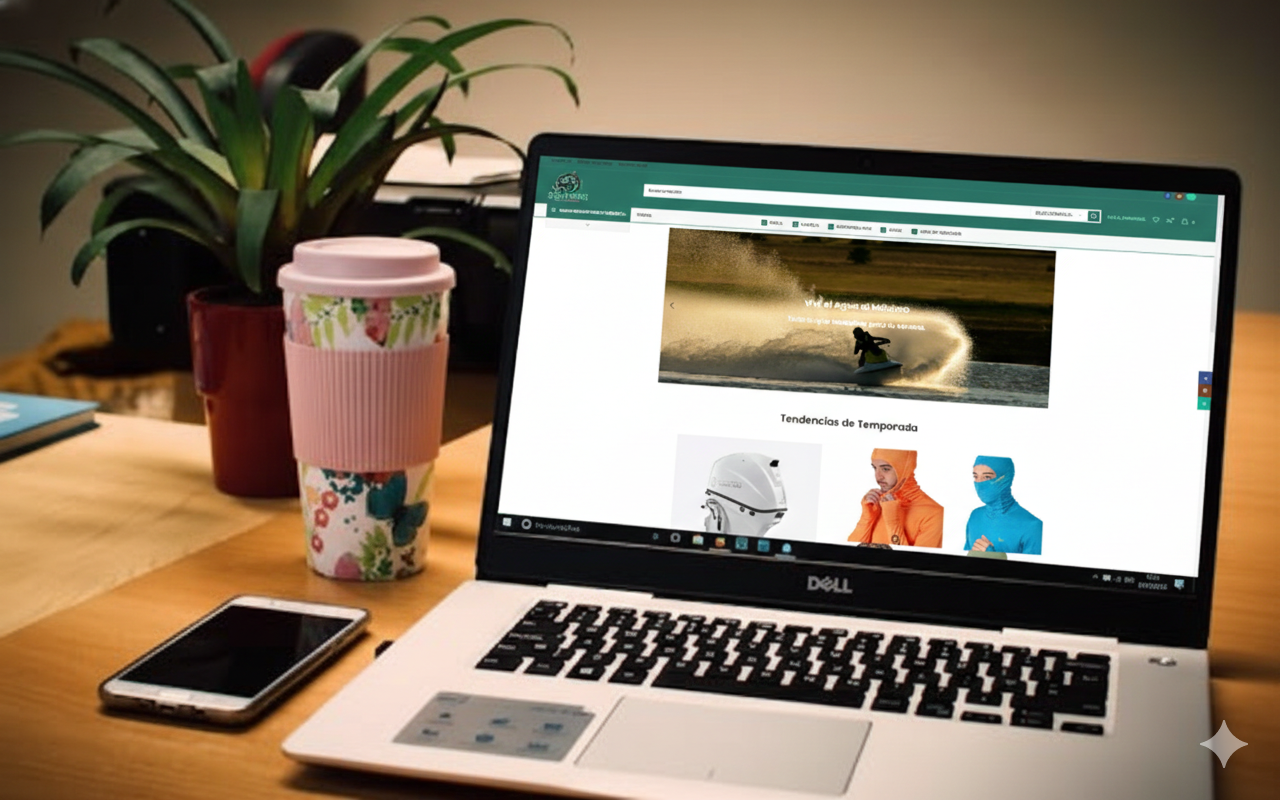 laptop con stella maris de fondo